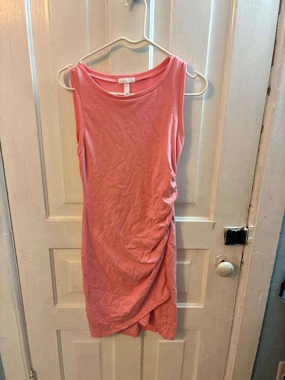 Leith pink mini dress with ruching detail, size S